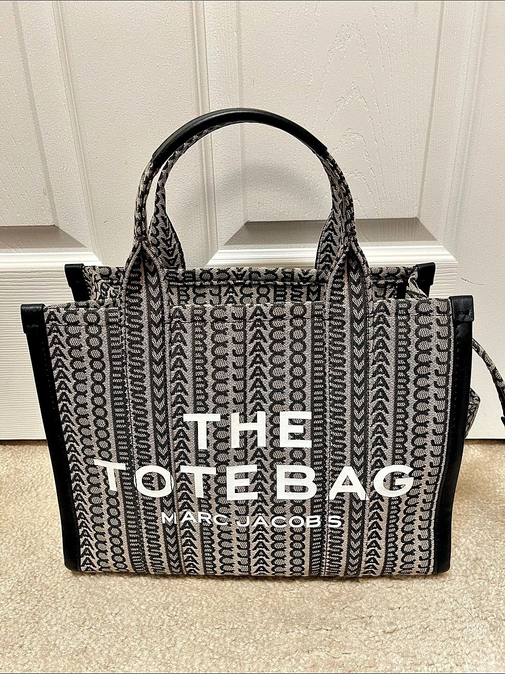 Marc Jacobs The Jacquard Medium Tote Bag in Black & White